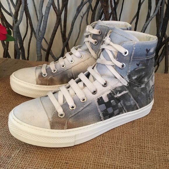Amiri Sunset Canvas Airbrushed Palm Sneakers - Picture 3 of 14